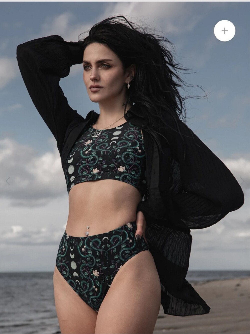 New Disturbia snake, moons and blackberries swim bottoms - Size 14 US